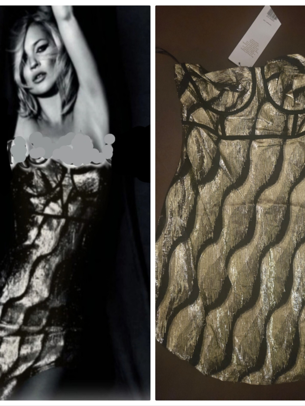 Nwt Kate Moss For topshop Gold Lame Art Deco Black & Gold Dress 4/6
